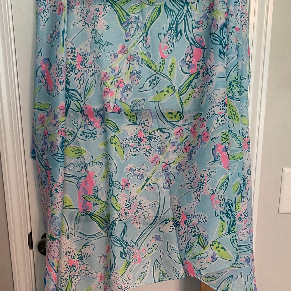 Lilly Pulitzer Floral Scarf in Blue and Pink